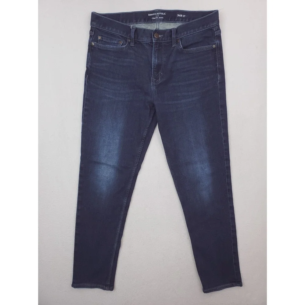 Banana‎ Republic Travel Jean Mens 34x30* Slim Tapered Stretch Denim Pants Dark